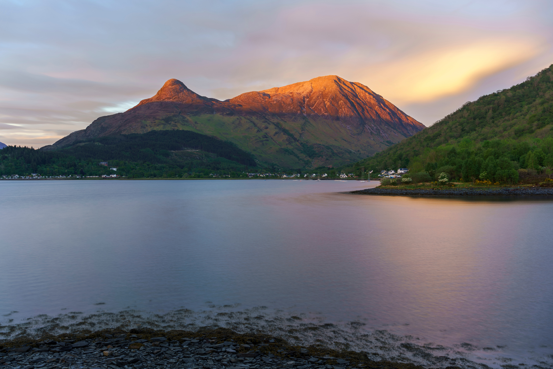 Beautiful Loch Leven in twilight, Glencoe, Scotland