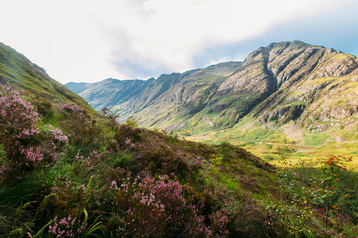 Panorama of Scottish Highlands landscape
